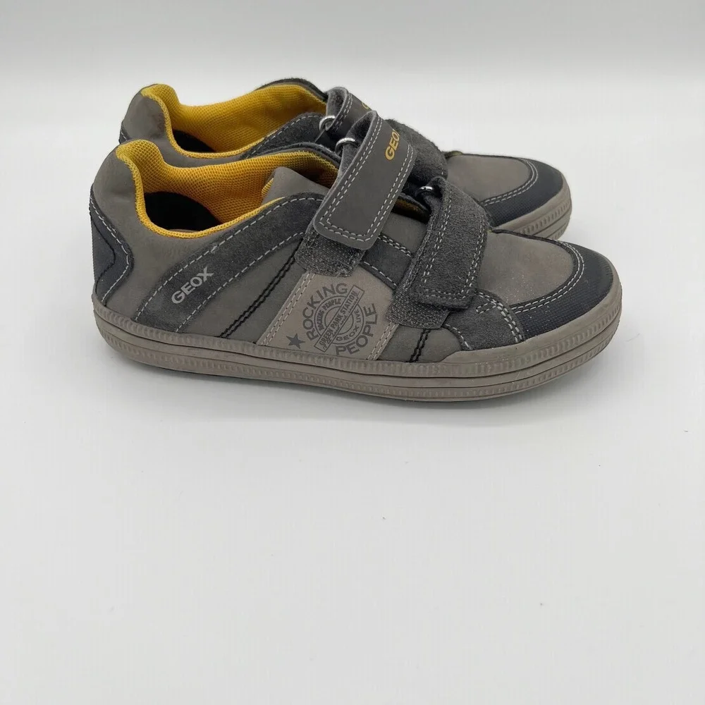 Geox Kids Gray‎ Yellow Adjustable Strap Sneakers Shoes Size US 1 Athletic Comfot - Picture 4 of 8